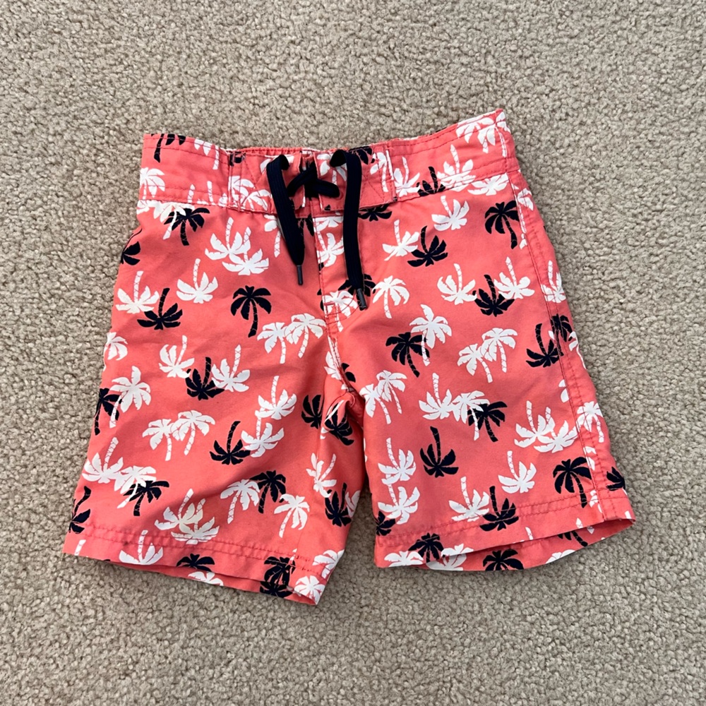 Janie and Jack Swim Trunks - Coral and Palm Trees - Size 3T